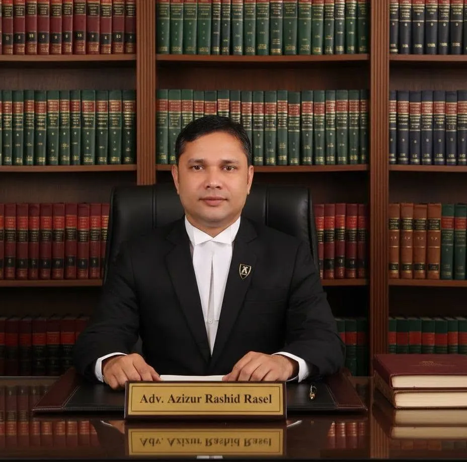 Adv. Azizur Rashid Rasel at his law chamber